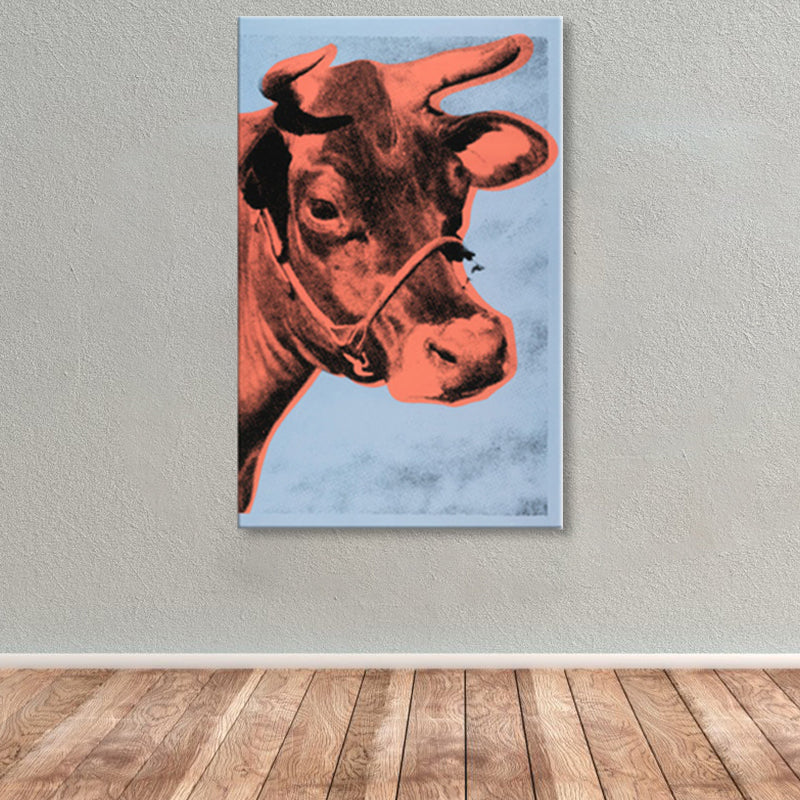 Pop Art Cow's Head Canvas Print Mixed-Media Wild Animal Wall Decor in Pastel Color - Clearhalo - 'Arts' - 'Canvas Art' - 1858677