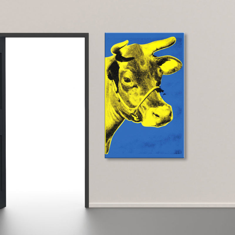 Pop Art Cow's Head Canvas Print Mixed-Media Wild Animal Wall Decor in Pastel Color - Clearhalo - 'Arts' - 'Canvas Art' - 1858680