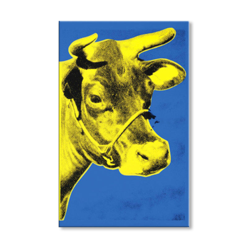 Pop Art Cow's Head Canvas Print Mixed-Media Wild Animal Wall Decor in Pastel Color - Clearhalo - 'Arts' - 'Canvas Art' - 1858682