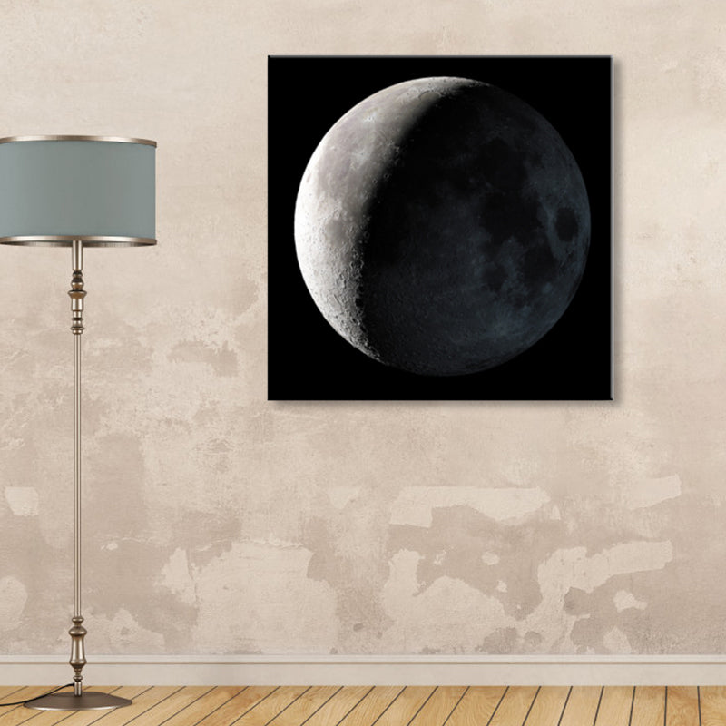 Mysterious Planet Painting Light Color Contemporary Wrapped Canvas for Family Room Black Clearhalo 'Art Gallery' 'Canvas Art' 'Contemporary Art Gallery' 'Modern' Arts' 1858690