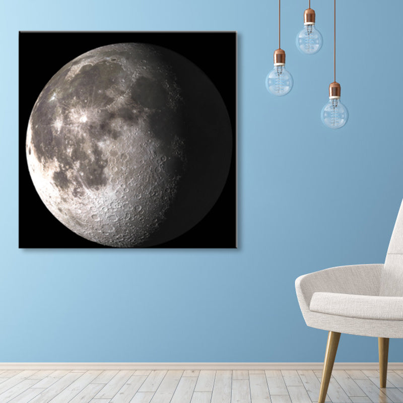 Mysterious Planet Painting Light Color Contemporary Wrapped Canvas for Family Room Matte Black Clearhalo 'Art Gallery' 'Canvas Art' 'Contemporary Art Gallery' 'Modern' Arts' 1858694