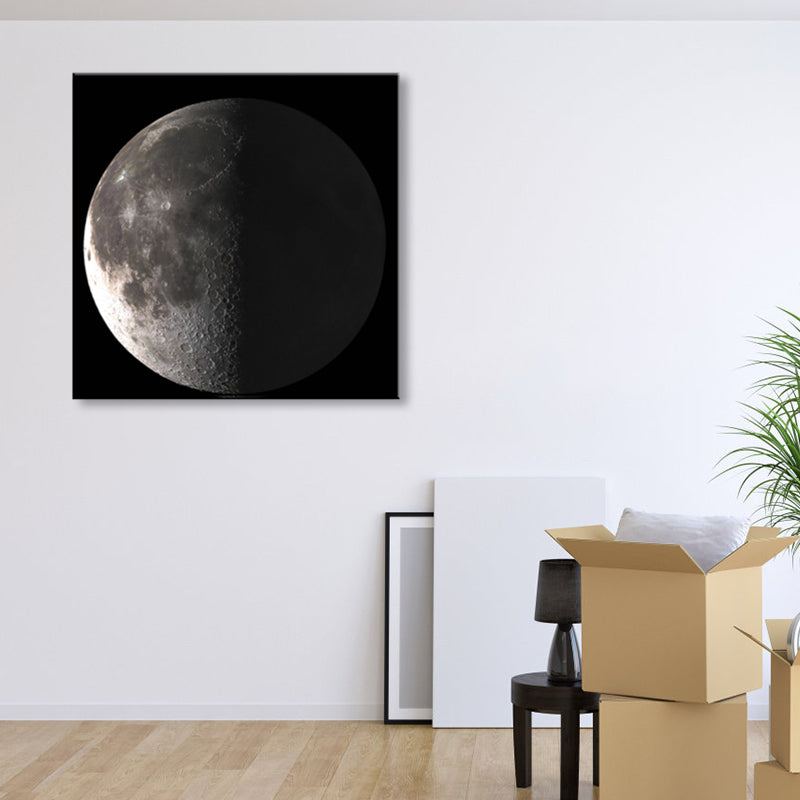 Mysterious Planet Painting Light Color Contemporary Wrapped Canvas for Family Room Gloss Black Clearhalo 'Art Gallery' 'Canvas Art' 'Contemporary Art Gallery' 'Modern' Arts' 1858702