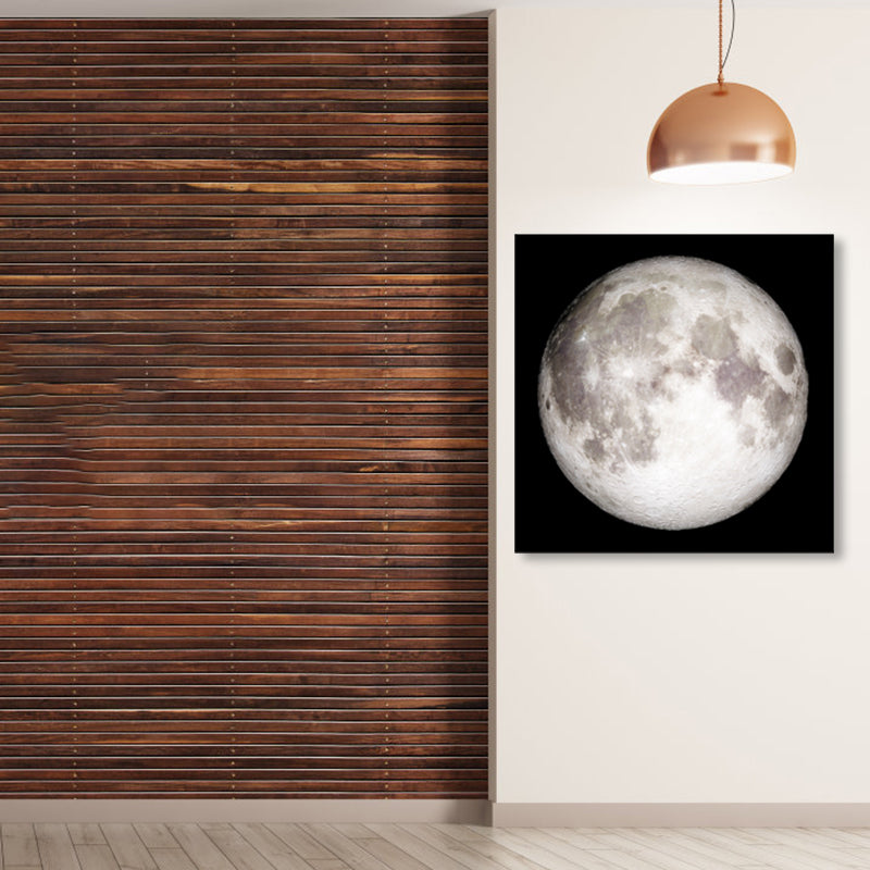 Mysterious Planet Painting Light Color Contemporary Wrapped Canvas for Family Room Gloss White Clearhalo 'Art Gallery' 'Canvas Art' 'Contemporary Art Gallery' 'Modern' Arts' 1858710