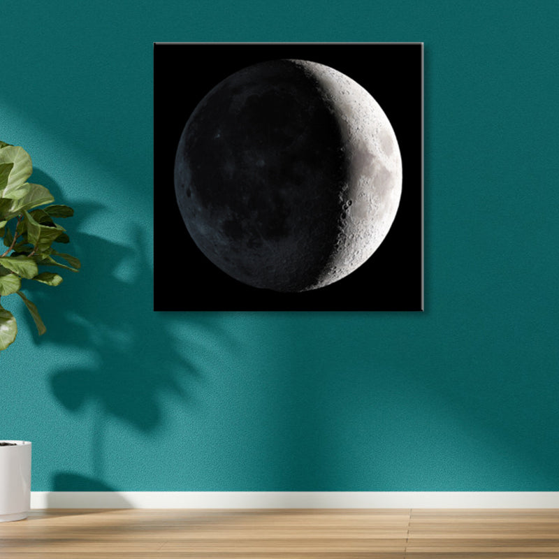Mysterious Planet Painting Light Color Contemporary Wrapped Canvas for Family Room Textured Black Clearhalo 'Art Gallery' 'Canvas Art' 'Contemporary Art Gallery' 'Modern' Arts' 1858714