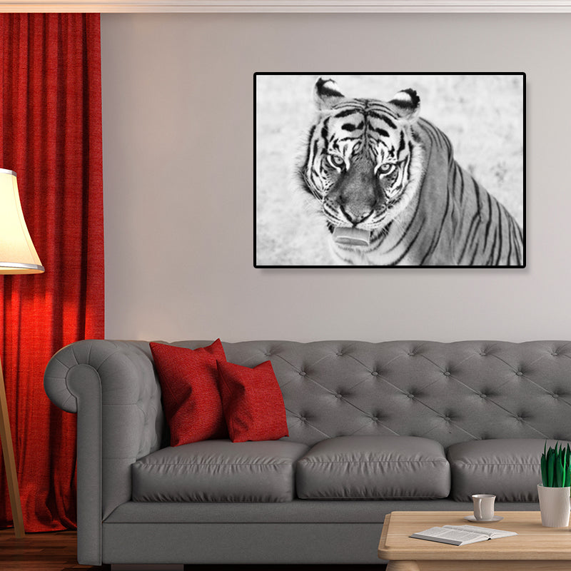 Modern Savanna Big Animal Canvas Dark Color Animal Patterned Wall Art for Living Room Grey Clearhalo 'Art Gallery' 'Canvas Art' 'Contemporary Art Gallery' 'Modern' Arts' 1858735