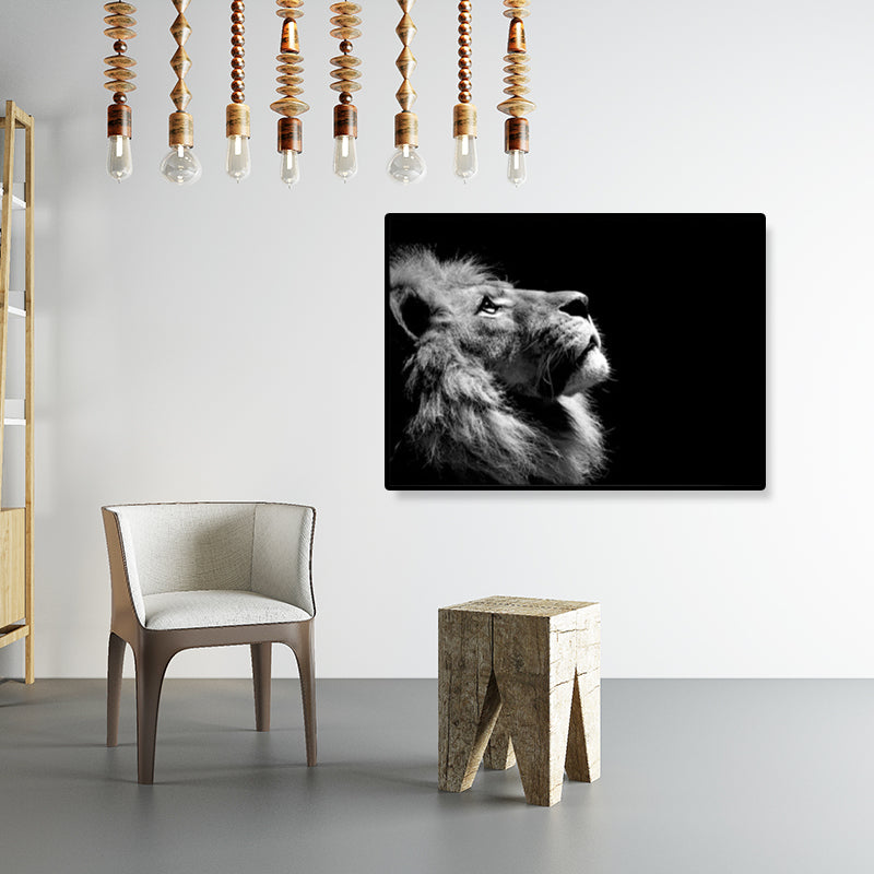 Modern Savanna Big Animal Canvas Dark Color Animal Patterned Wall Art for Living Room Clearhalo 'Art Gallery' 'Canvas Art' 'Contemporary Art Gallery' 'Modern' Arts' 1858747