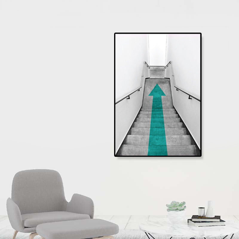 Light Color Photo Stairway Canvas Architecture Contemporary Textured Wall Art Decor Green Clearhalo 'Art Gallery' 'Canvas Art' 'Contemporary Art Gallery' 'Modern' Arts' 1858750