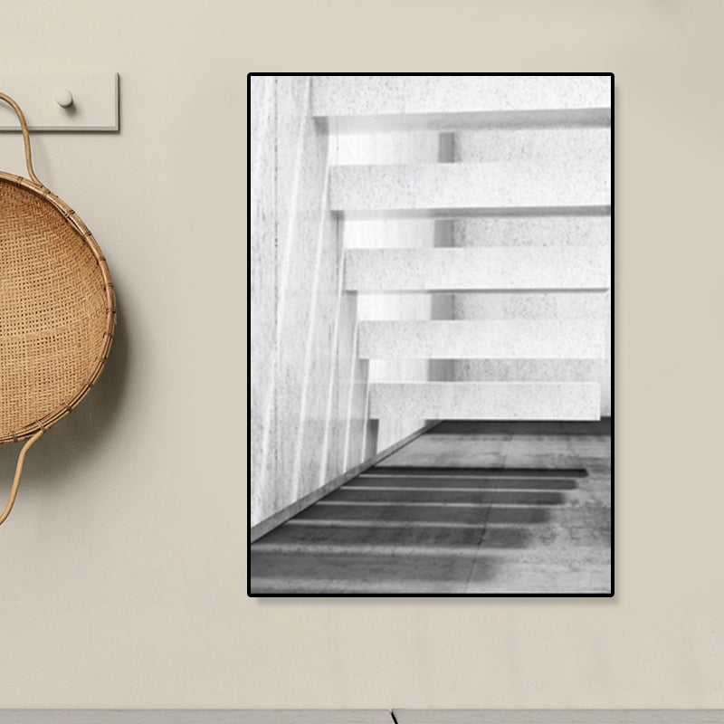 Light Color Photo Stairway Canvas Architecture Contemporary Textured Wall Art Decor Grey Clearhalo 'Art Gallery' 'Canvas Art' 'Contemporary Art Gallery' 'Modern' Arts' 1858757