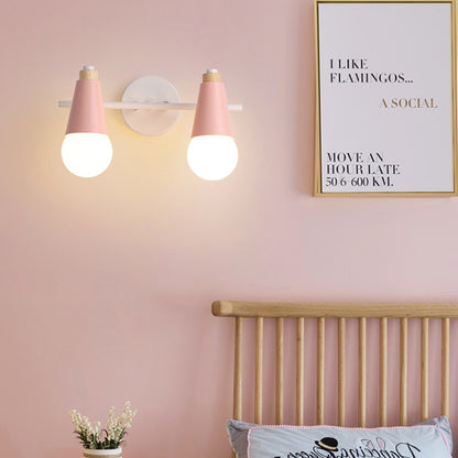 Metal Sweet Cone Wall Light Dining Room Stair 2 Heads Nordic Stylish Sconce Light Pink Clearhalo 'Wall Lamps & Sconces' 'Wall Lights' Lighting' 185877
