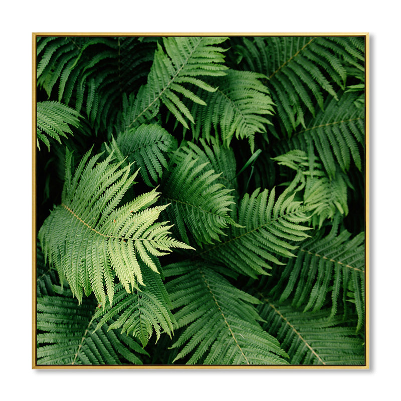 Green Fern Leaves Wall Art Textured Farmhouse Sitting Room Canvas Print, Multiple Sizes Clearhalo 'Art Gallery' 'Canvas Art' 'Country Art Gallery' 'French Country' 'Rustic' Arts' 1858779