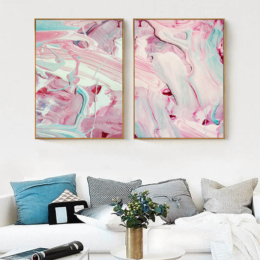 Pastel Lava Flows Canvas Print Abstract Modern Multi-Piece Wall Art Decor for Room Pink Clearhalo 'Art Gallery' 'Canvas Art' 'Contemporary Art Gallery' 'Modern' Arts' 1858802