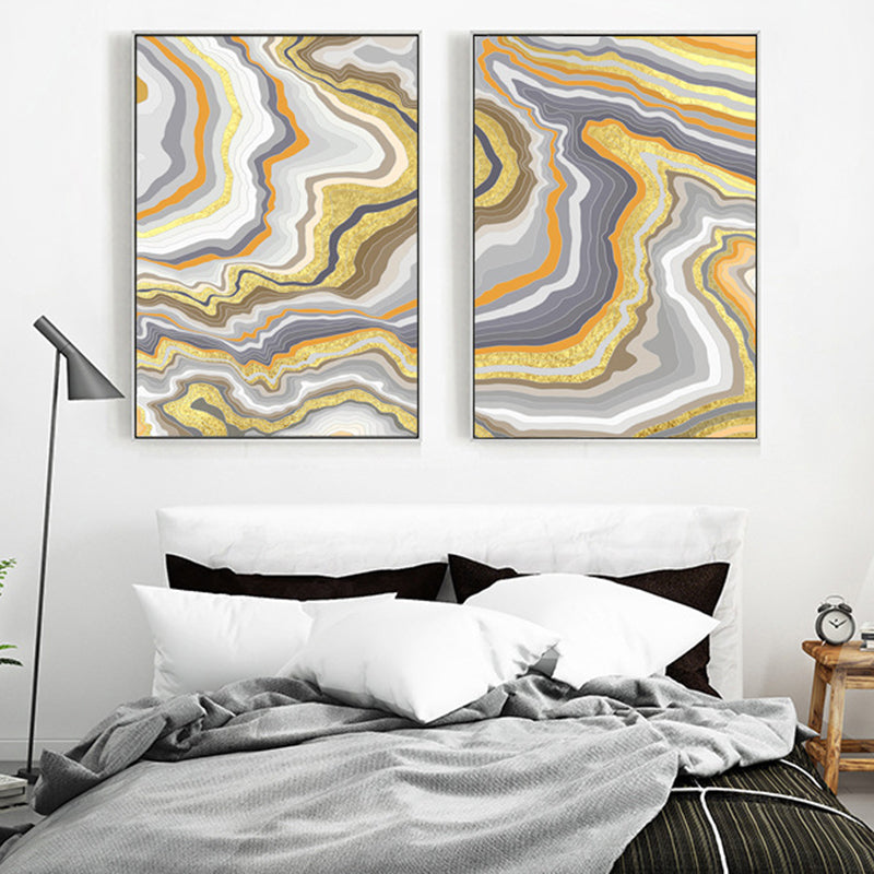 Pastel Lava Flows Canvas Print Abstract Modern Multi-Piece Wall Art Decor for Room Yellow Clearhalo 'Art Gallery' 'Canvas Art' 'Contemporary Art Gallery' 'Modern' Arts' 1858809
