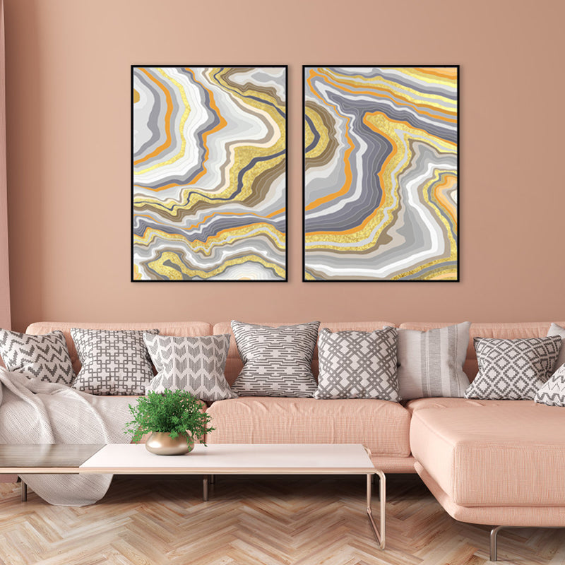 Pastel Lava Flows Canvas Print Abstract Modern Multi-Piece Wall Art Decor for Room Clearhalo 'Art Gallery' 'Canvas Art' 'Contemporary Art Gallery' 'Modern' Arts' 1858811