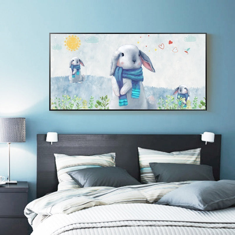 Childrens Art Fantasy Animal Canvas Soft Color Textured Wall Decor for Baby Room Blue Clearhalo 'Art Gallery' 'Canvas Art' 'Kids' Arts' 1858817