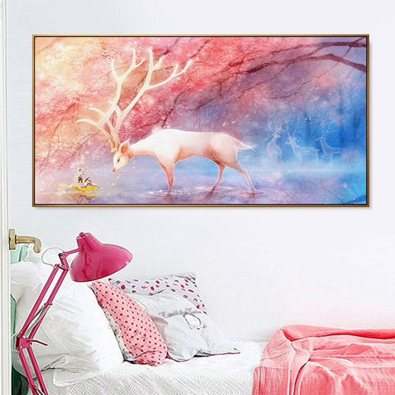 Childrens Art Fantasy Animal Canvas Soft Color Textured Wall Decor for Baby Room Clearhalo 'Art Gallery' 'Canvas Art' 'Kids' Arts' 1858825
