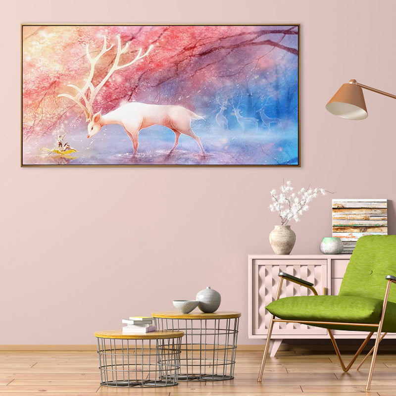 Childrens Art Fantasy Animal Canvas Soft Color Textured Wall Decor for Baby Room Clearhalo 'Art Gallery' 'Canvas Art' 'Kids' Arts' 1858826