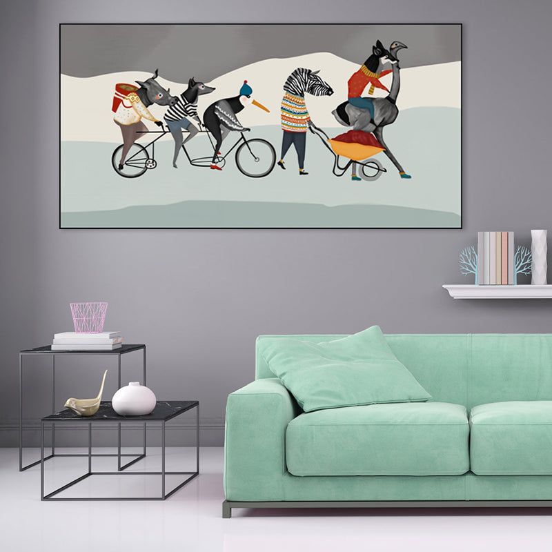 Childrens Art Fantasy Animal Canvas Soft Color Textured Wall Decor for Baby Room Clearhalo 'Art Gallery' 'Canvas Art' 'Kids' Arts' 1858829