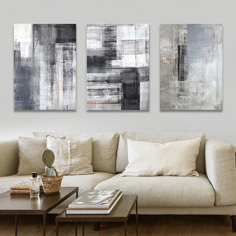 Light Color Brush Stroke Canvas Abstract Expressionism Textured Wall Decor for Bedroom, Set of 3 - Clearhalo - 'Arts' - 'Canvas Art' - 1858841