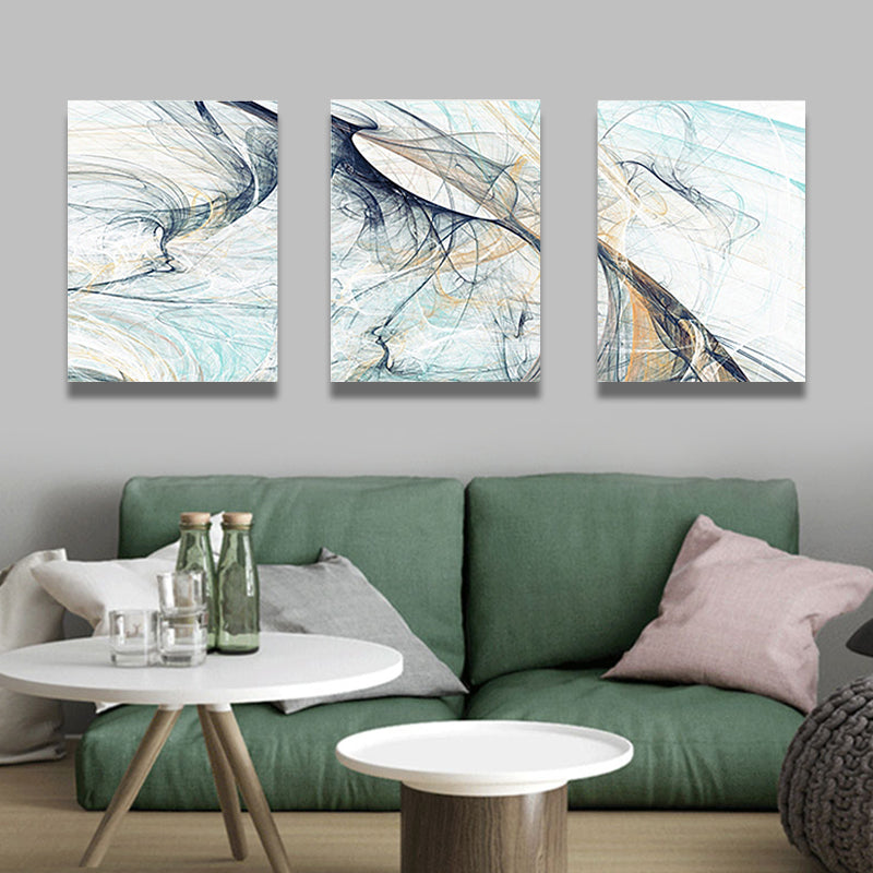 Light Color Brush Stroke Canvas Abstract Expressionism Textured Wall Decor for Bedroom, Set of 3 - Blue - Clearhalo - 'Arts' - 'Canvas Art' - 1858851