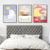 White Animal View Painting Illustraction Children's Art Textured Canvas for Sitting Room Clearhalo 'Art Gallery' 'Canvas Art' 'Kids' Arts' 1858856