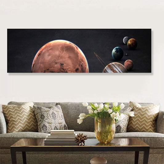 Grand Planet Canvas Print Textured Children's Art House Interior Wall Decor in Light Color Brown 12" x 39" Clearhalo 'Art Gallery' 'Canvas Art' 'Kids' Arts' 1858901