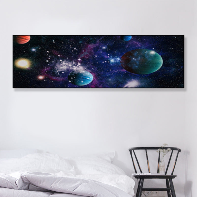 Grand Planet Canvas Print Textured Children's Art House Interior Wall Decor in Light Color Purple 12" x 39" Clearhalo 'Art Gallery' 'Canvas Art' 'Kids' Arts' 1858909