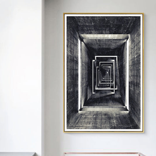 Grey Photographic Corridor Wall Art Textured Modernism House Interior Canvas Print Grey Clearhalo 'Art Gallery' 'Canvas Art' 'Contemporary Art Gallery' 'Modern' Arts' 1858986