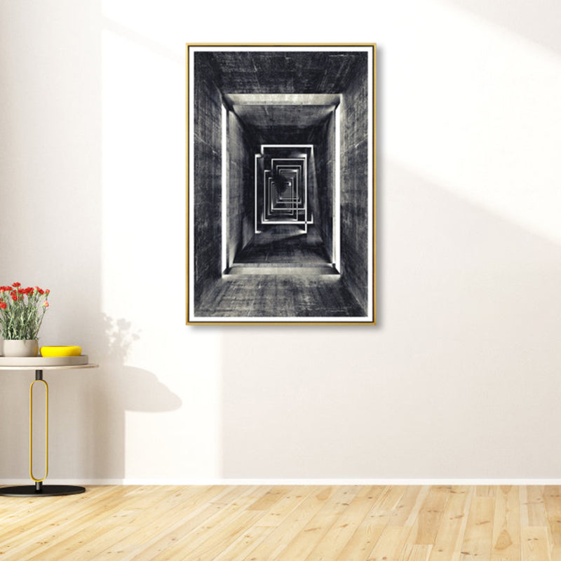 Grey Photographic Corridor Wall Art Textured Modernism House Interior Canvas Print Clearhalo 'Art Gallery' 'Canvas Art' 'Contemporary Art Gallery' 'Modern' Arts' 1858988
