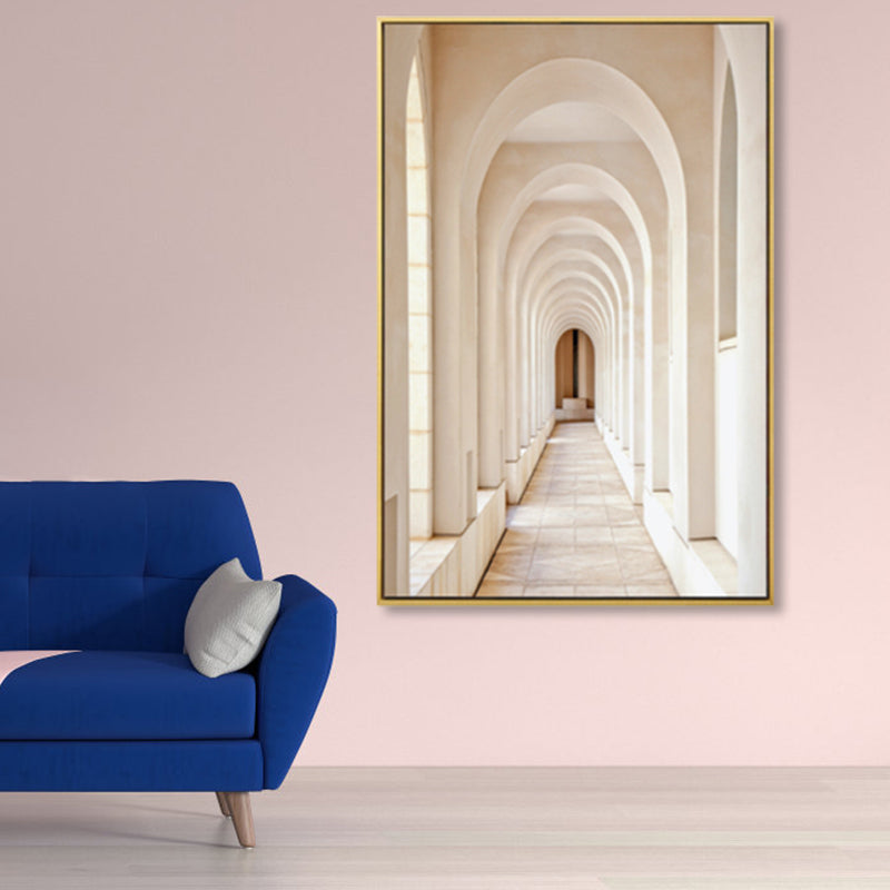 Modern Arched Hallway Art Print Dining Room Wall Decor in Light Color, Optional Sizes Clearhalo 'Art Gallery' 'Canvas Art' 'Contemporary Art Gallery' 'Modern' Arts' 1858995