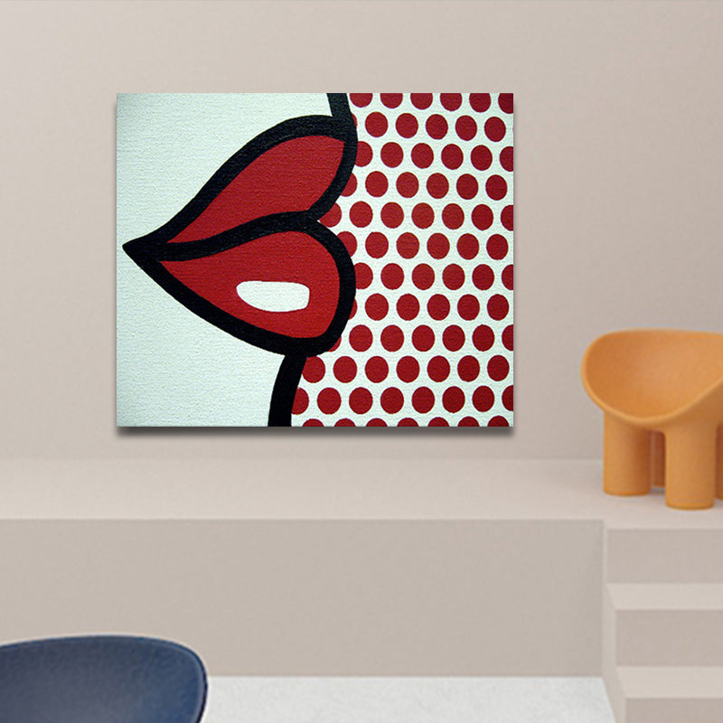 Pop Art Lip Graphic Canvas Soft Color Character Wall Decor for Bedroom, Textured Clearhalo 'Arts' 'Canvas Art' 1859032