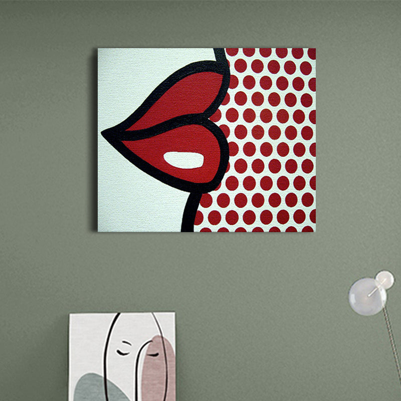 Pop Art Lip Graphic Canvas Soft Color Character Wall Decor for Bedroom, Textured Clearhalo 'Arts' 'Canvas Art' 1859033