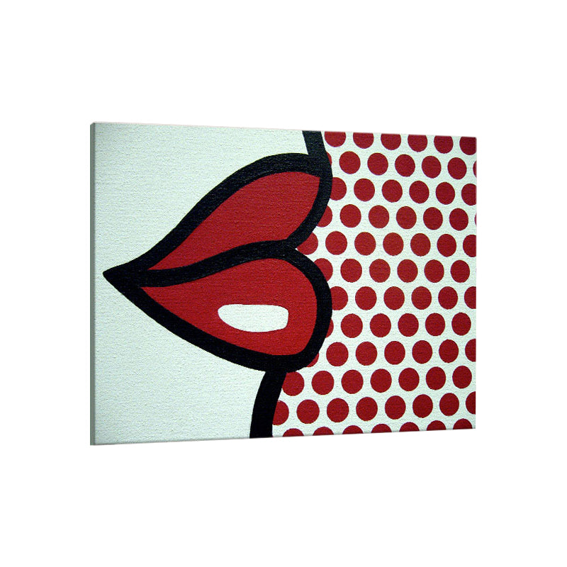 Pop Art Lip Graphic Canvas Soft Color Character Wall Decor for Bedroom, Textured Clearhalo 'Arts' 'Canvas Art' 1859034