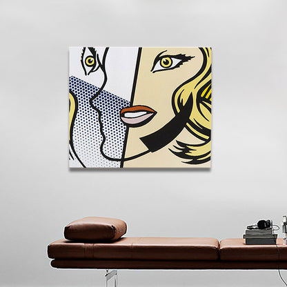 Pop Art Lip Graphic Canvas Soft Color Character Wall Decor for Bedroom, Textured Yellow Clearhalo 'Arts' 'Canvas Art' 1859037