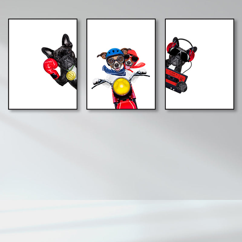 Light Color Dress-Up Dog Wall Decor Animal Kids Style Multi-Piece Canvas for Room Clearhalo 'Art Gallery' 'Canvas Art' 'Kids' Arts' 1859042