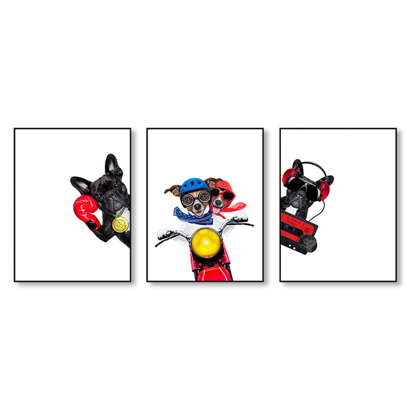 Light Color Dress-Up Dog Wall Decor Animal Kids Style Multi-Piece Canvas for Room Clearhalo 'Art Gallery' 'Canvas Art' 'Kids' Arts' 1859044