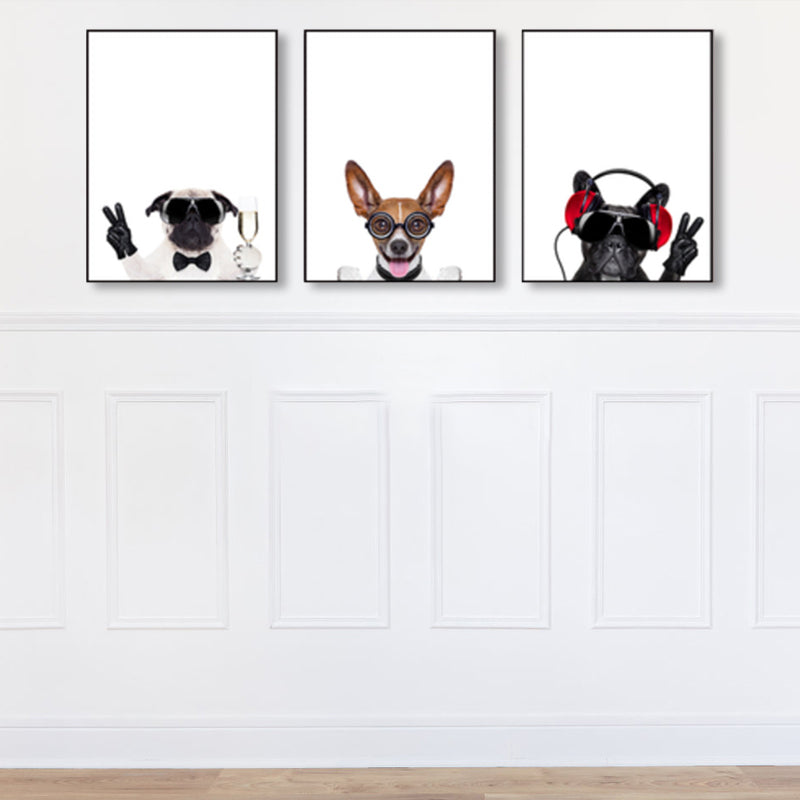 Light Color Dress-Up Dog Wall Decor Animal Kids Style Multi-Piece Canvas for Room Clearhalo 'Art Gallery' 'Canvas Art' 'Kids' Arts' 1859049
