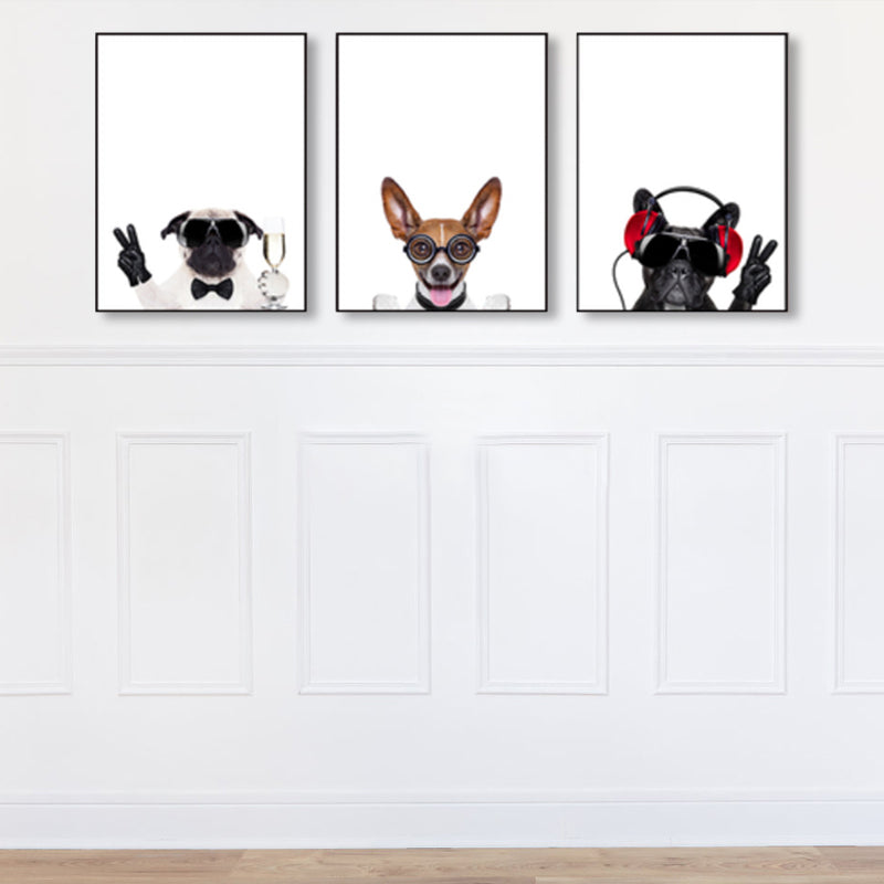 Light Color Dress-Up Dog Wall Decor Animal Kids Style Multi-Piece Canvas for Room Clearhalo 'Art Gallery' 'Canvas Art' 'Kids' Arts' 1859049
