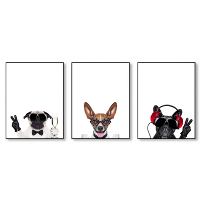 Light Color Dress-Up Dog Wall Decor Animal Kids Style Multi-Piece Canvas for Room Clearhalo 'Art Gallery' 'Canvas Art' 'Kids' Arts' 1859051