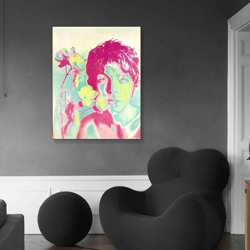 Pop Art Musician Wall Decor Canvas Textured Pastel Color Painting for Study Room Pink Clearhalo 'Arts' 'Canvas Art' 1859081