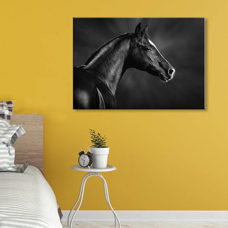 Asian Style Wild Animal Wall Decor Light Color Textured Canvas Art for Living Room Clearhalo 'Arts' 'Canvas Art' 1859097