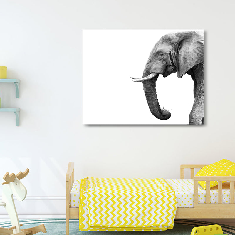 Asian Style Wild Animal Wall Decor Light Color Textured Canvas Art for Living Room Clearhalo 'Arts' 'Canvas Art' 1859109