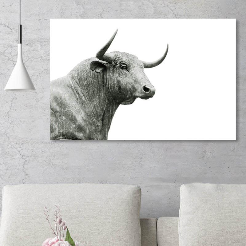 Asian Style Wild Animal Wall Decor Light Color Textured Canvas Art for Living Room Clearhalo 'Arts' 'Canvas Art' 1859113
