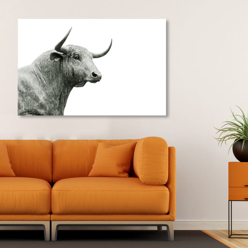 Asian Style Wild Animal Wall Decor Light Color Textured Canvas Art for Living Room Clearhalo 'Arts' 'Canvas Art' 1859114