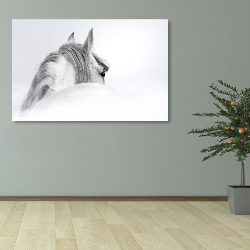 Asian Style Wild Animal Wall Decor Light Color Textured Canvas Art for Living Room Clearhalo 'Arts' 'Canvas Art' 1859117