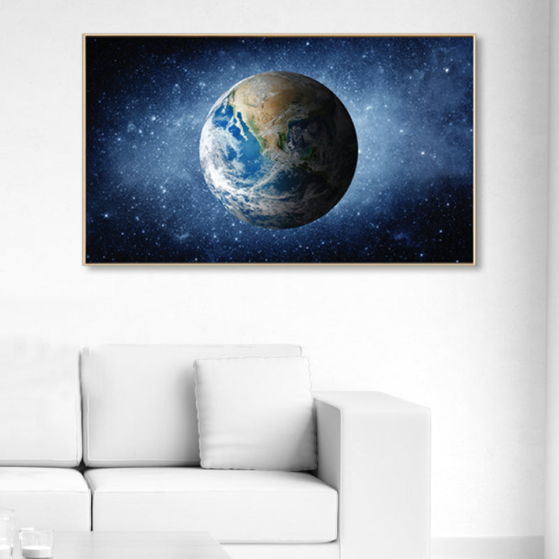 Planet Wall Art Kids Dreamy Cosmos Scenery Canvas Print in Dark Color for Nursery Clearhalo 'Art Gallery' 'Canvas Art' 'Kids' Arts' 1859150