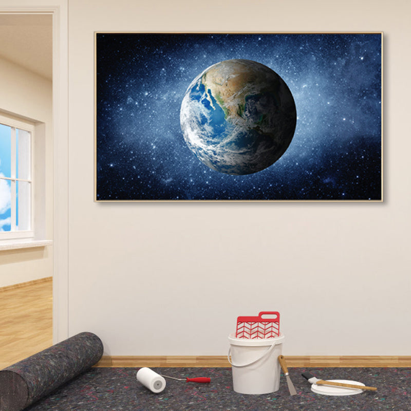 Planet Wall Art Kids Dreamy Cosmos Scenery Canvas Print in Dark Color for Nursery Clearhalo 'Art Gallery' 'Canvas Art' 'Kids' Arts' 1859151