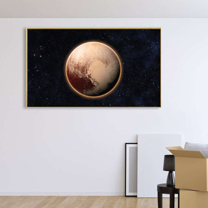 Planet Wall Art Kids Dreamy Cosmos Scenery Canvas Print in Dark Color for Nursery Clearhalo 'Art Gallery' 'Canvas Art' 'Kids' Arts' 1859156