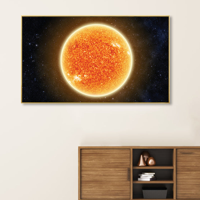 Planet Wall Art Kids Dreamy Cosmos Scenery Canvas Print in Dark Color for Nursery Yellow Clearhalo 'Art Gallery' 'Canvas Art' 'Kids' Arts' 1859159