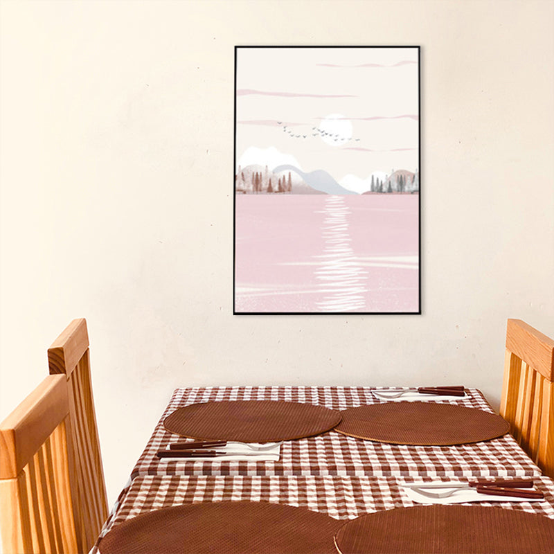 Nordic Scenery Forest Canvas Print Pastel Color Textured Wall Art Decor for Living Room Clearhalo 'Arts' 'Canvas Art' 1859194