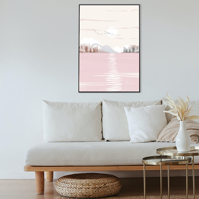 Nordic Scenery Forest Canvas Print Pastel Color Textured Wall Art Decor for Living Room Clearhalo 'Arts' 'Canvas Art' 1859195